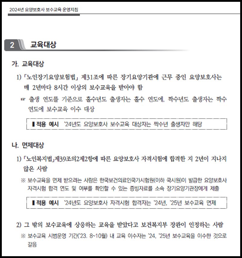 2024년부터 요양보호사 보수교육 의무 확정 2