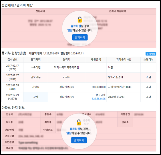 두인경매 사이트- 유료-등기부현황-캡쳐
