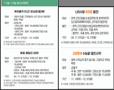 삼악산 케이블카 할인- 11, 12월 할인방법